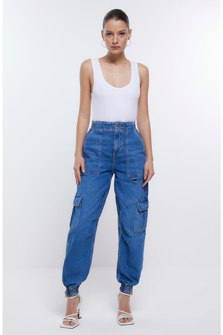 Cargo Denim Joggers, Alternate, color, DENIM