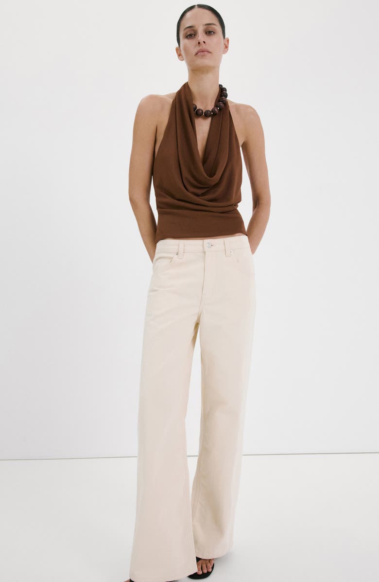 MANGO Coris Draped Halter Top, Alternate, color, Brown