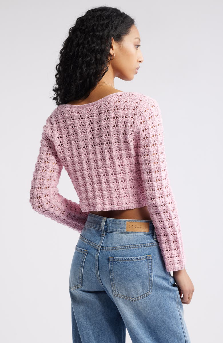 BP. Fly Away Open Stitch Cardigan, Alternate, color, Pink Cameo