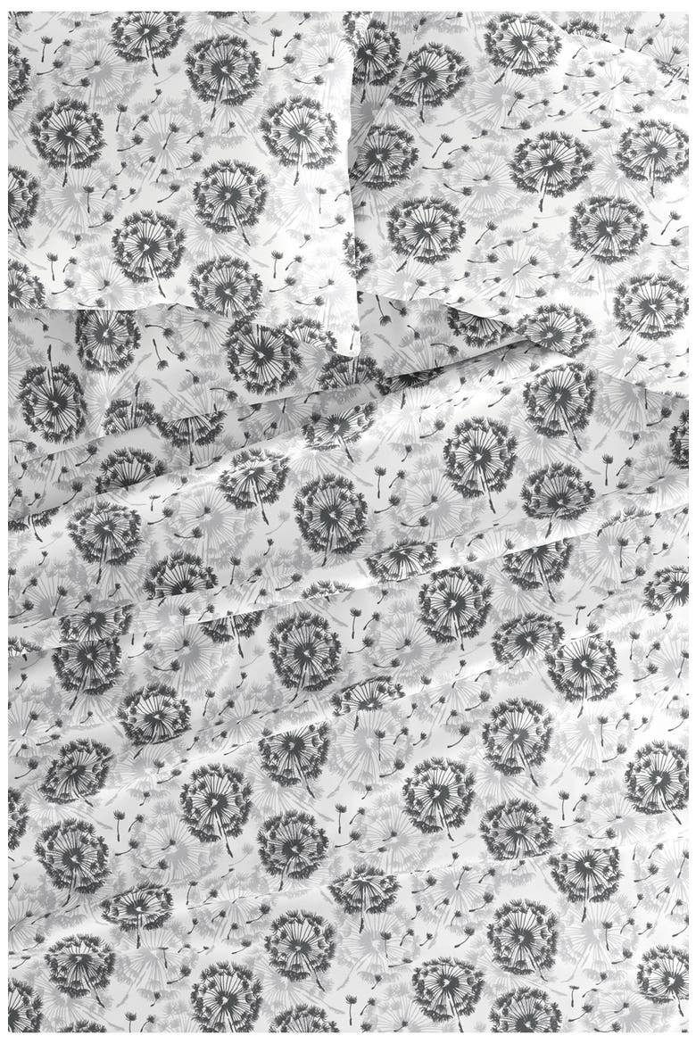 HOME SPUN Premium Ultra Soft Make a Wish Pattern 4-Piece Bed Sheet Set, Alternate, color, GRAY