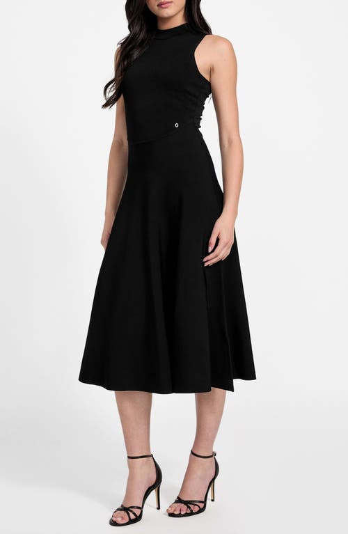 Guess Cassandra Mock Neck Midi Sweater Dress In Black