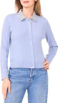 Halogen® Stripe Collar Twofer Cardigan