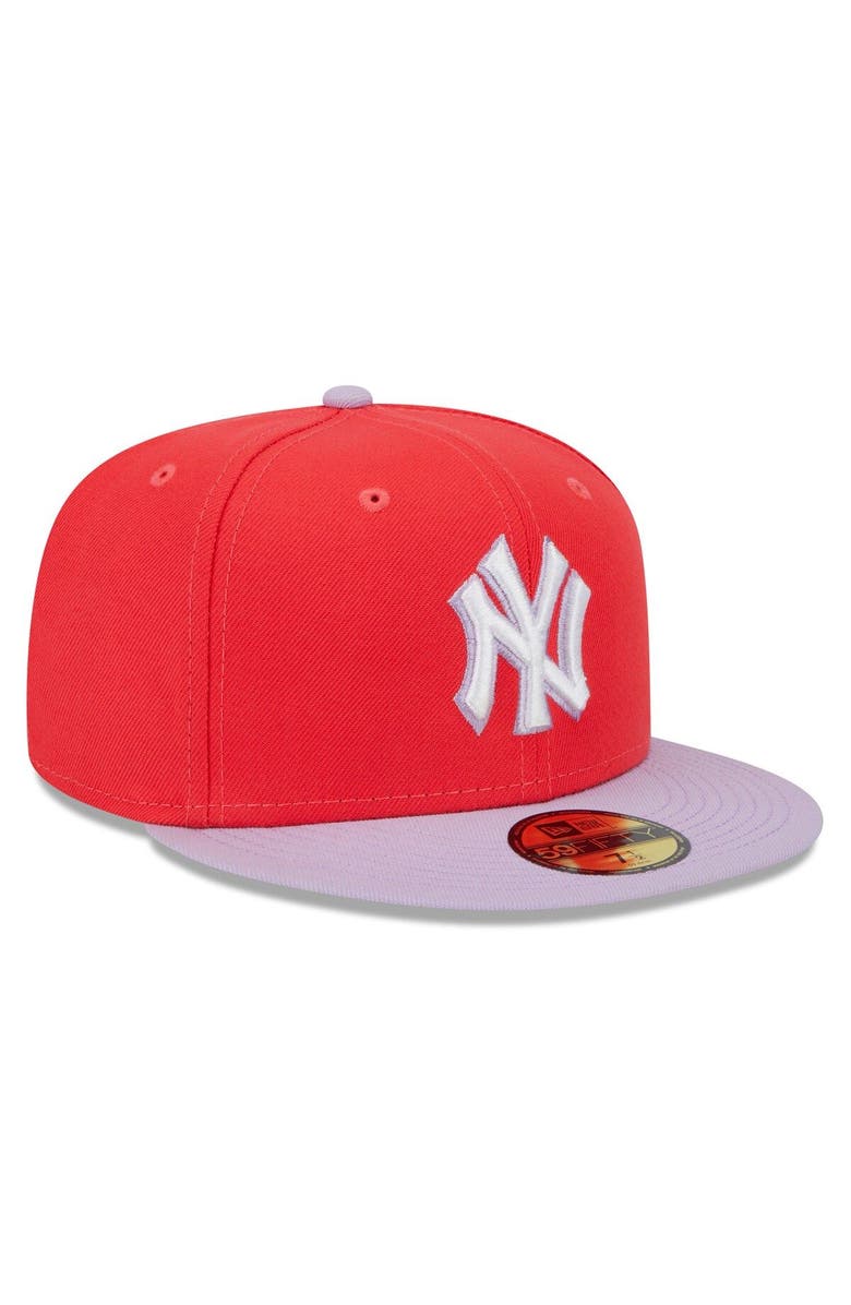 New Era Men's New Era Red/Lavender New York Yankees Spring Color Two-Tone 59FIFTY Fitted Hat, Alternate, color, Red