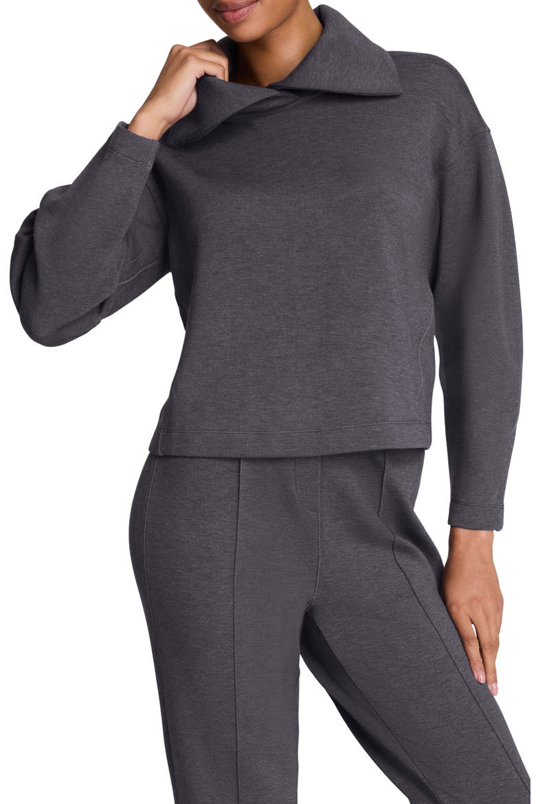 AirEssentials Brushed Collar Sweatshirt, Main, color, HEATHER STORM