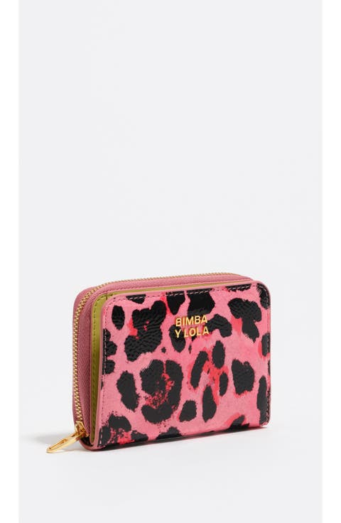 Textured Shiny Leopard Print Flap Wallet