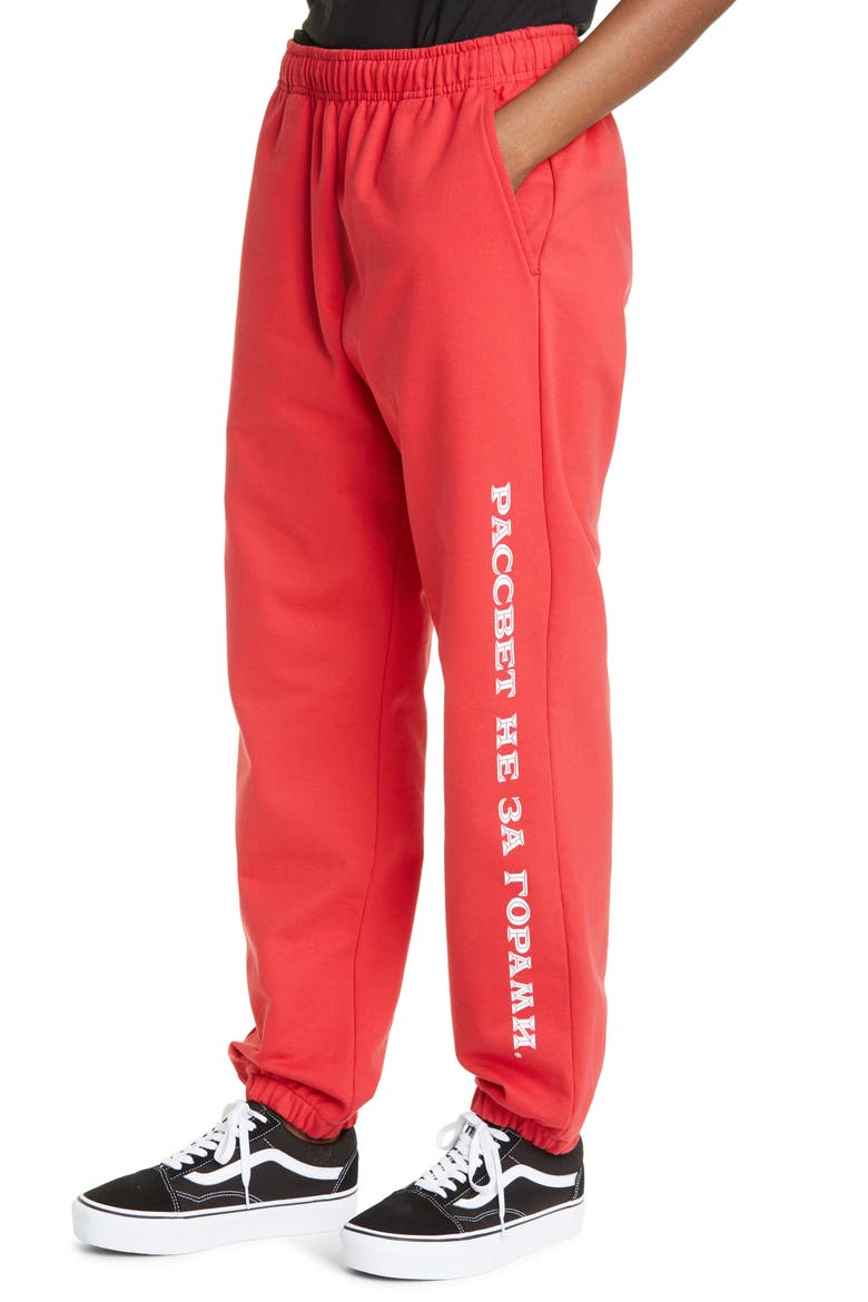 Unisex Print Track Sweatpants, Alternate, color, RED