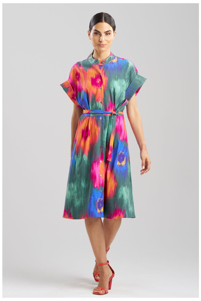 MULTI FLORAL Mandarin Collar Shirt Dress, Main, color, MULTI