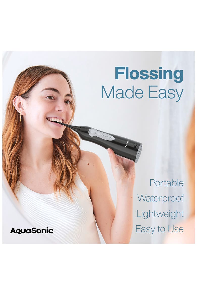 Aqua Flosser Cordless Rechargeable Water Flosser in Black, Alternate, color, BLACK