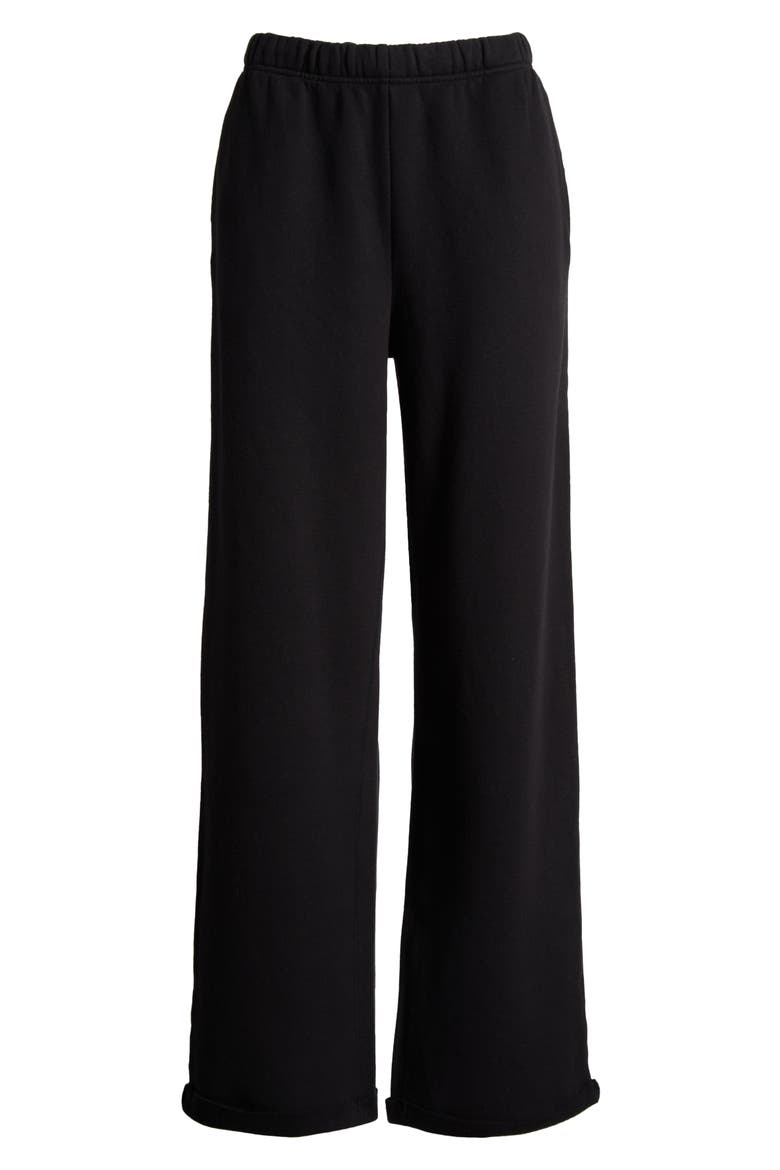 Cotton Blend Fleece Classic Straight Leg Pants, Alternate, color, ONYX
