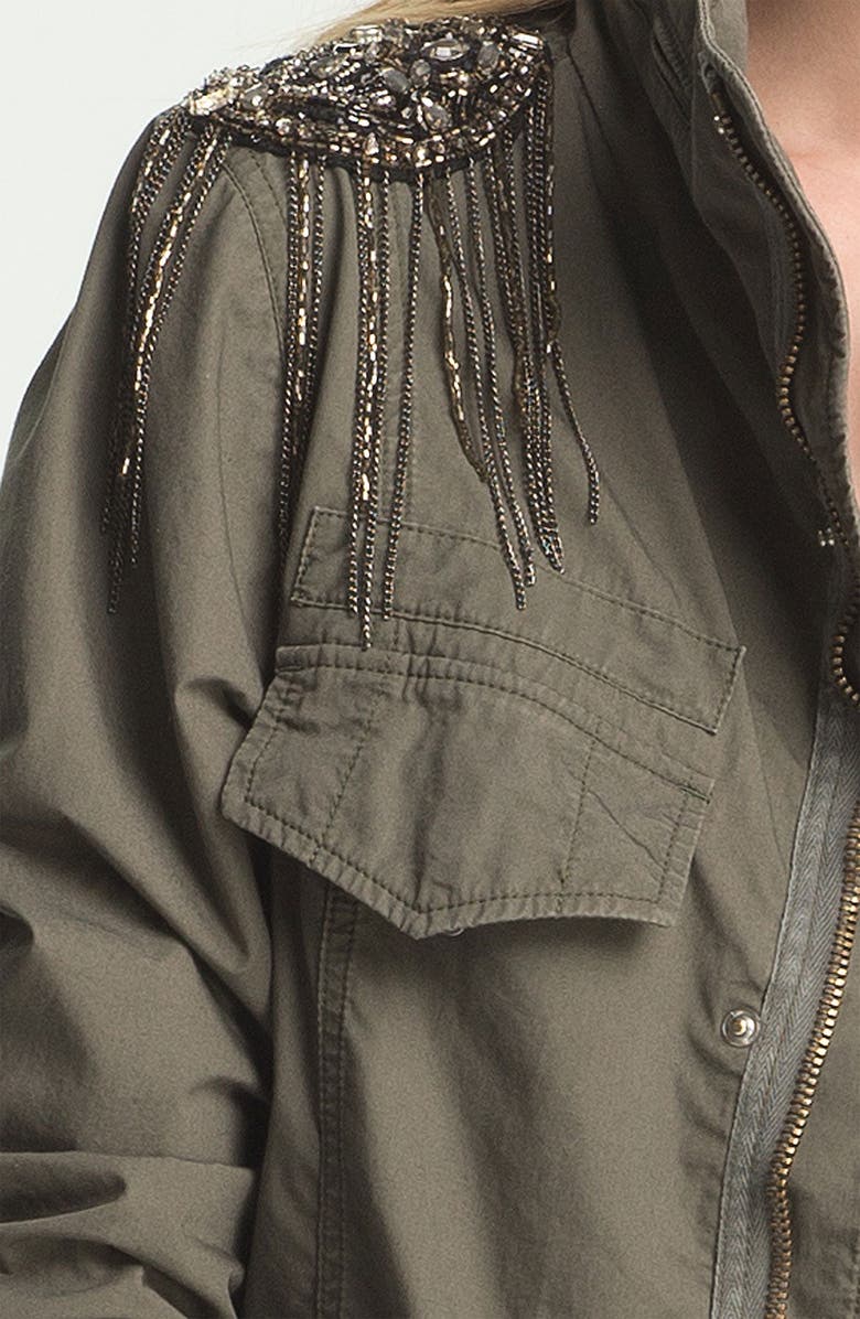 Haute Hippie Sequin Shoulder Military Jacket, Alternate, color, 