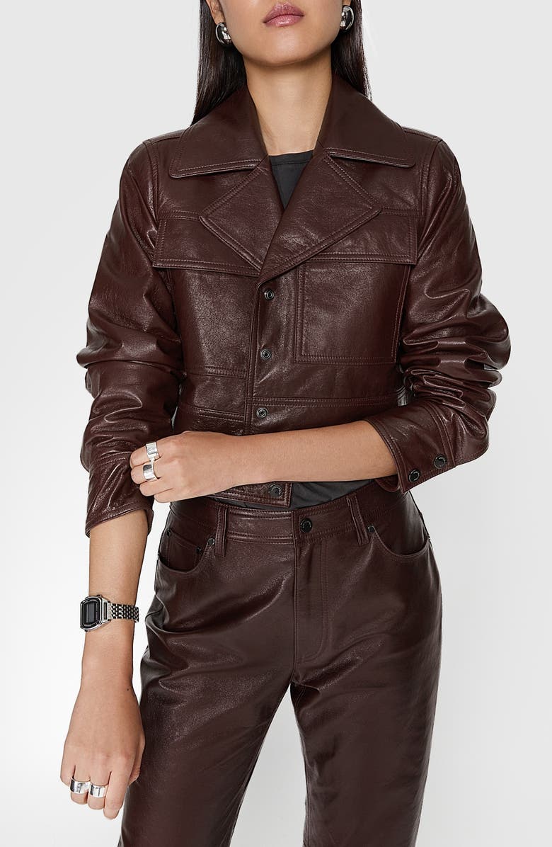 Rebecca Minkoff Ryder Crop Leather Jacket, Main, color, 