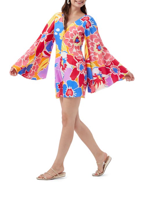 Trina Turk Miera Long Sleeve Floral Romper In Multi