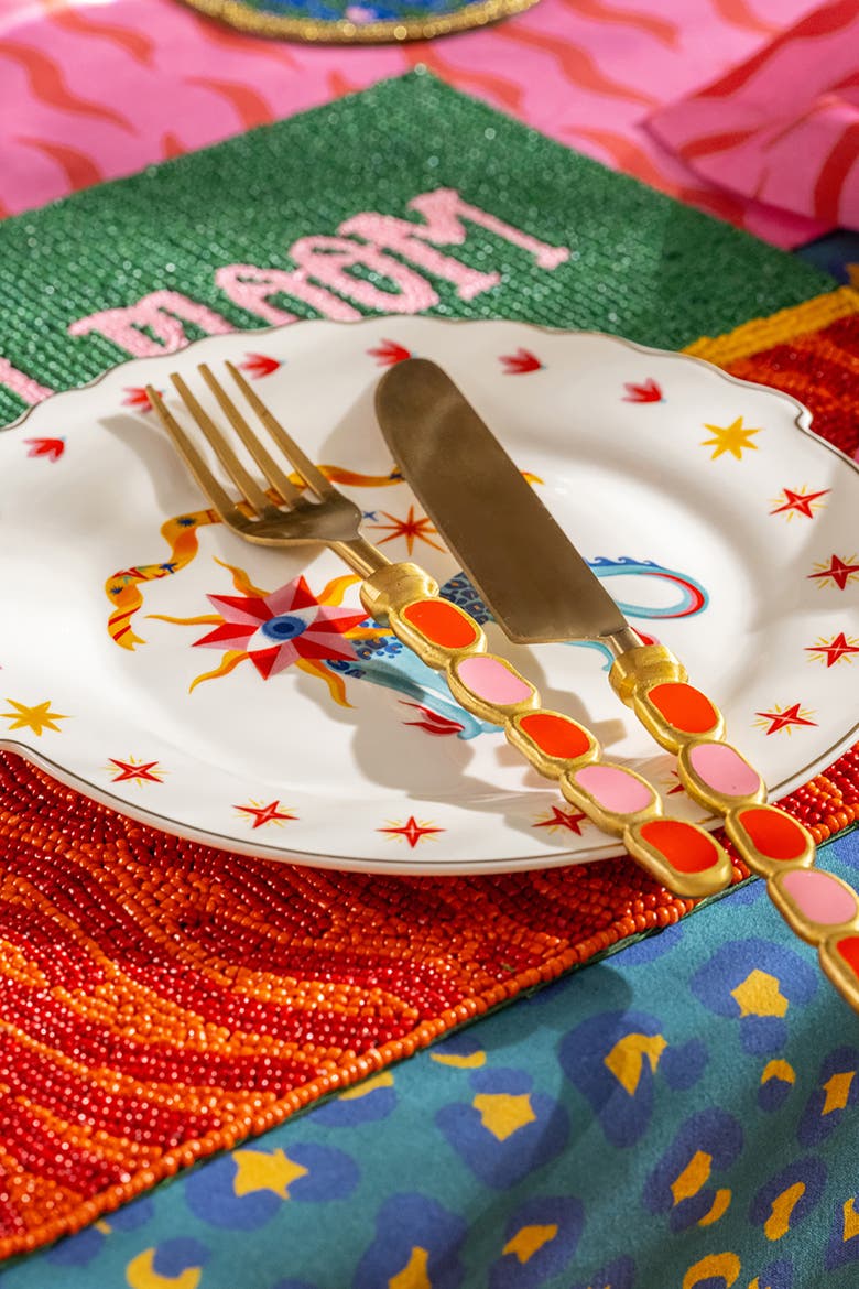 Rampur Steel Cutlery Set Maximalist Set of 3, Alternate, color, Gold