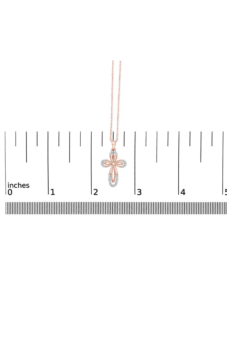 Haus of Brilliance 10K Rose Gold Plated Sterling Silver 1/6 Cttw Diamond Double Loop Cross Pendant Necklace, Alternate, color, Rose Gold Over Silver