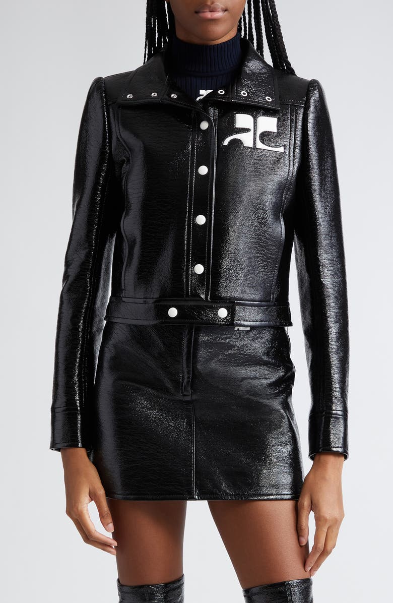 Courrèges Re-Edition Vinyl Jacket, Main, color, Black