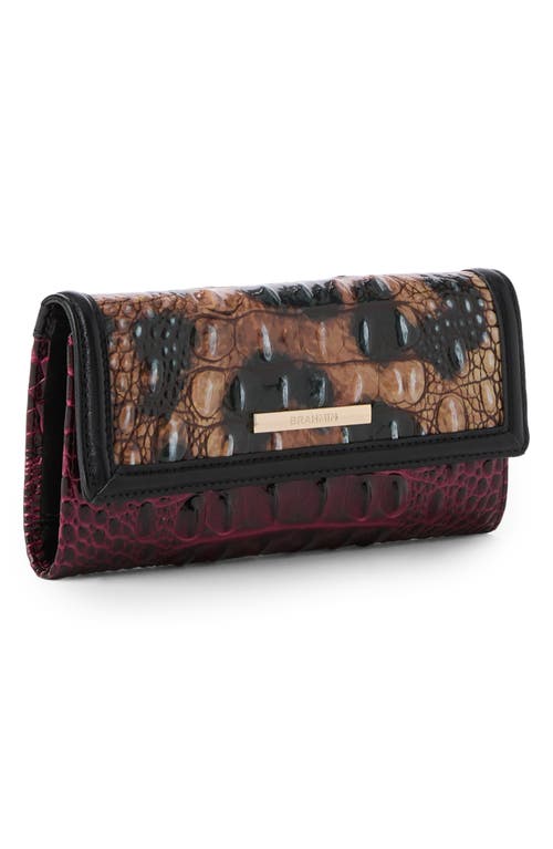 Brahmin Cordelia Croc Embossed Leather Trifold Wallet In Burgundy