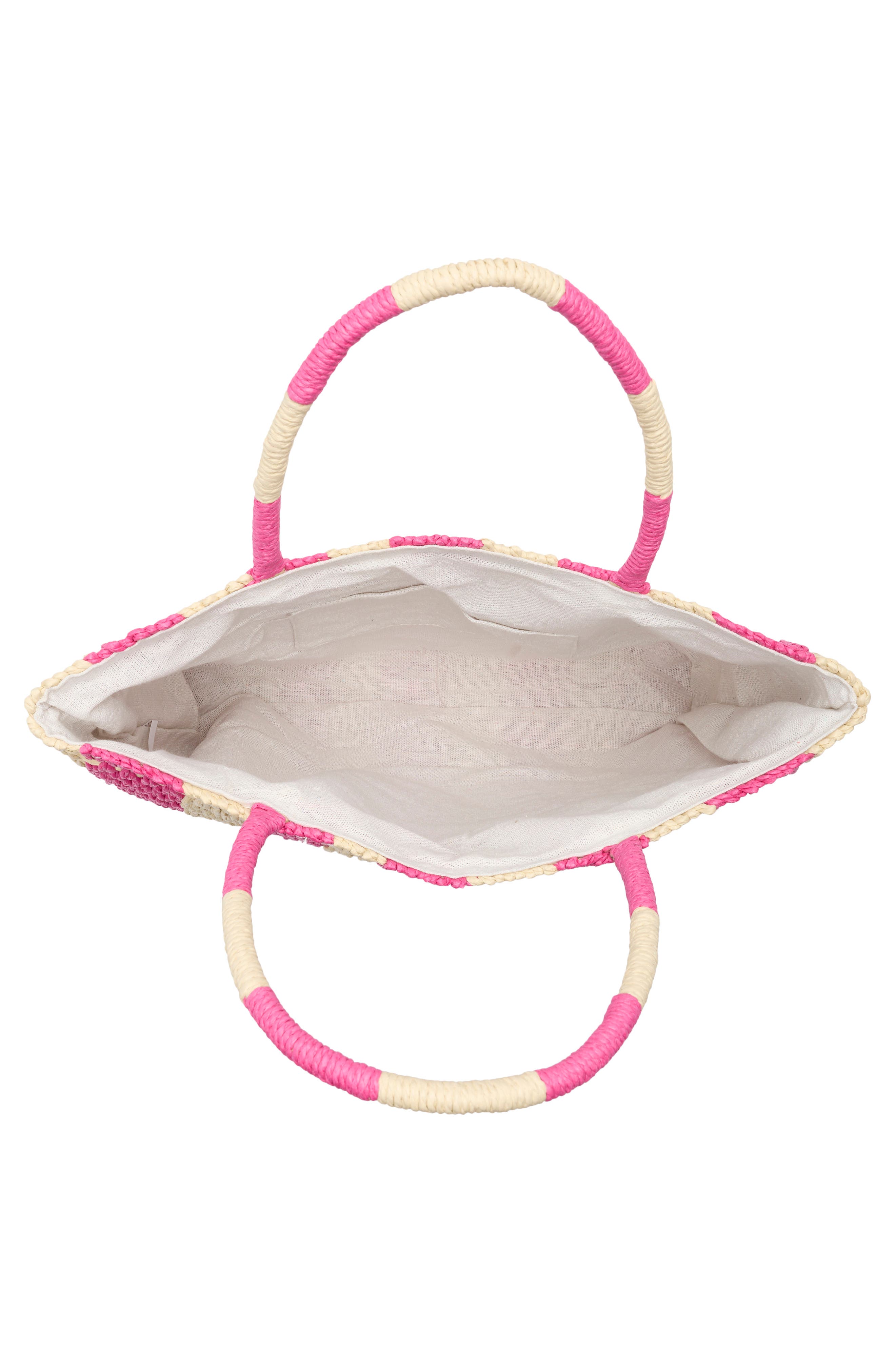 ALESSIA BIANCHI North/South Straw Tote, Alternate, color, Natural/ Pink