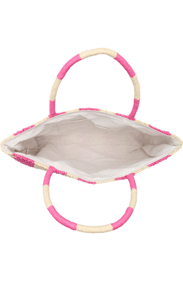 ALESSIA BIANCHI North/South Straw Tote, Alternate, color, Natural/ Pink
