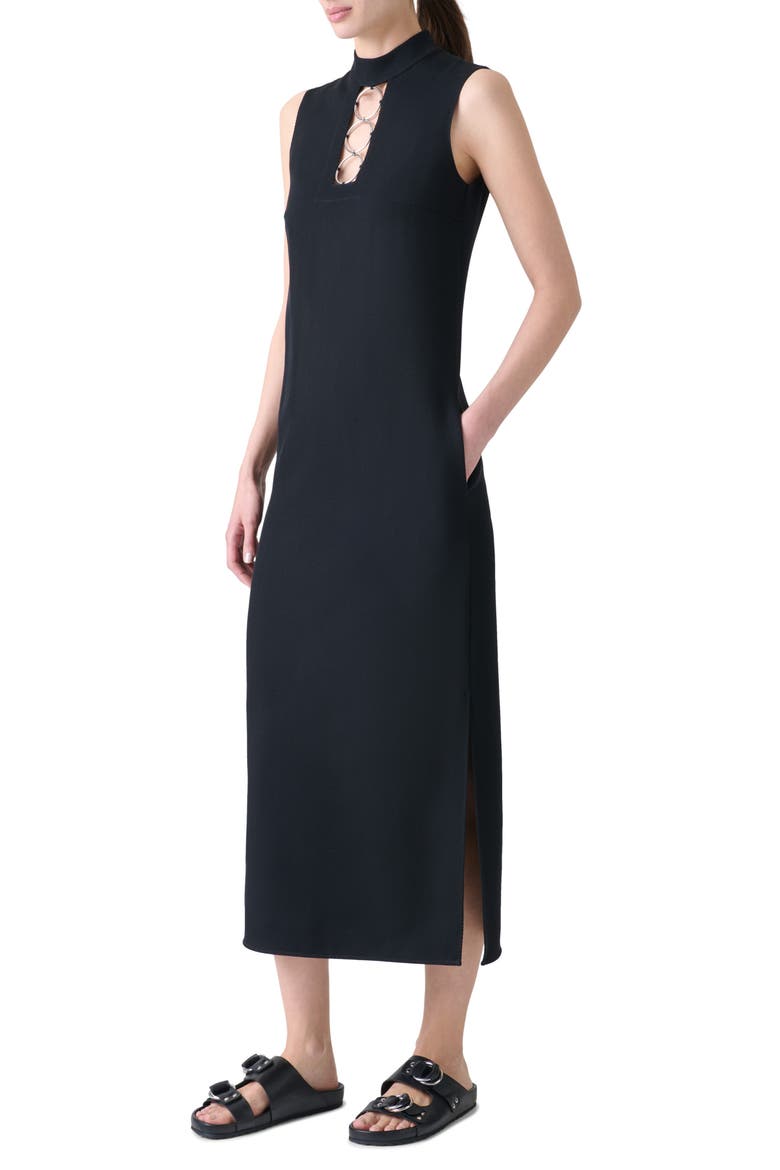 Ring Yoke Virgin Wool Midi Dress, Alternate, color, BLACK
