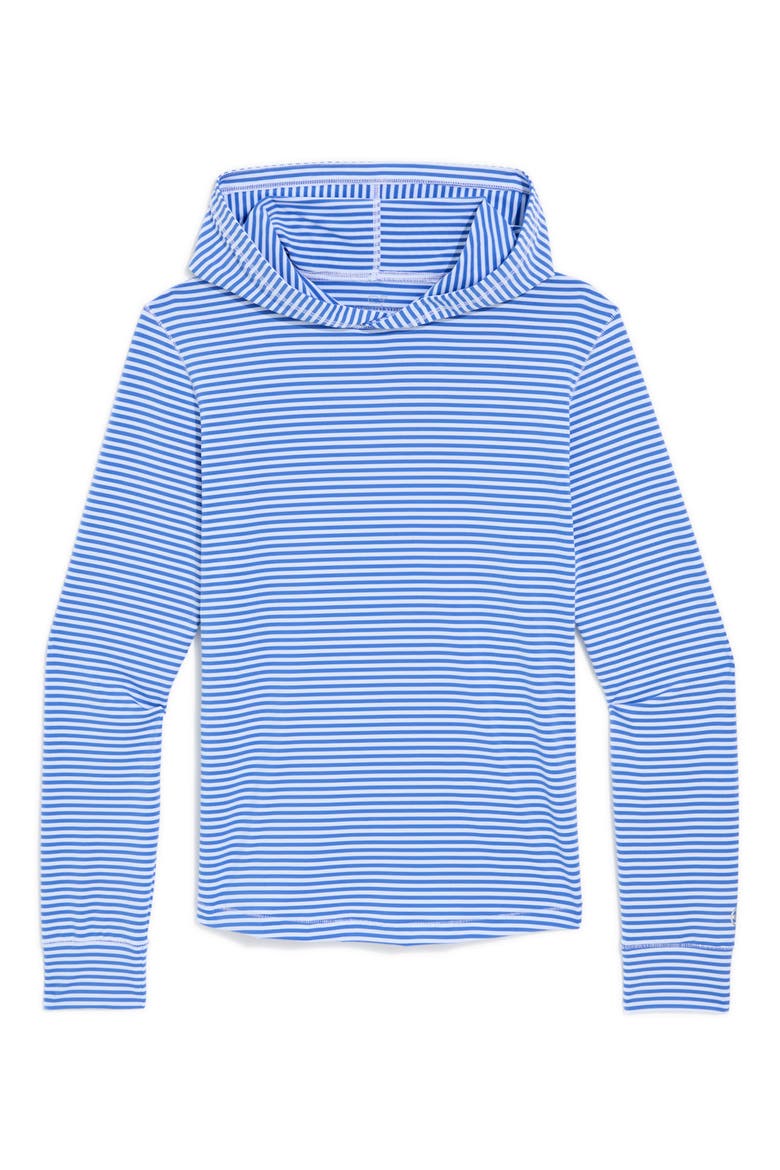 Moisture Wicking UPF 50+ Hoodie, Main, color, STRIPE- BLUE/ WHITE