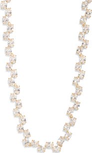 Nordstrom Oval Cubic Zirconia Foldover Collar Necklace