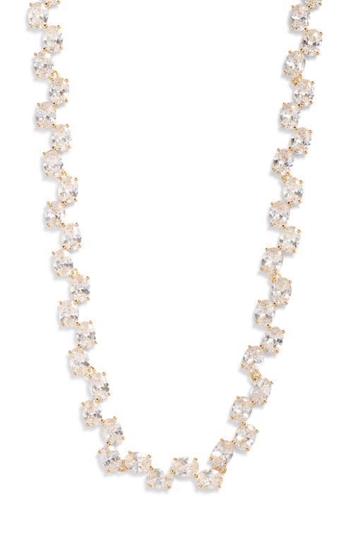 Nordstrom Oval Cubic Zirconia Foldover Collar Necklace In Clear- Gold