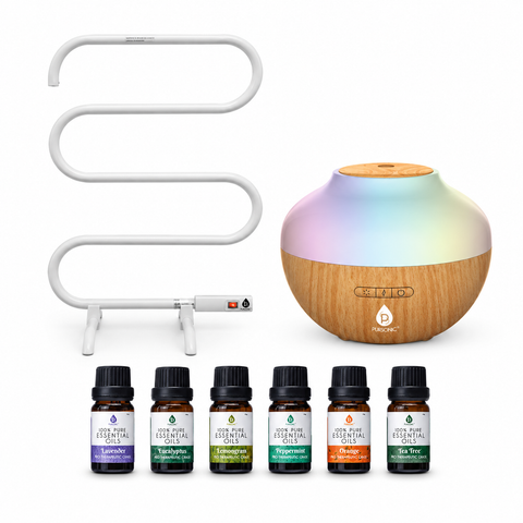 Heated Towel Rack, Aroma Diffuser & 6-Piece Essential Oil Set
