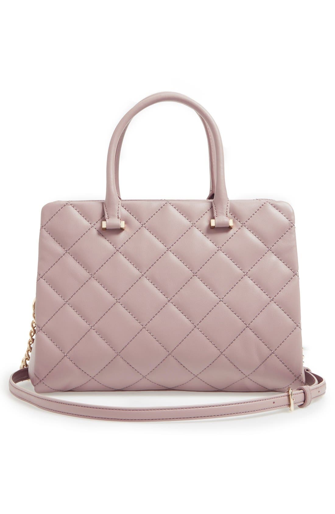 Kate Spade New York emerson place - olivera quilted leather satchel, Alternate, color, Porcini