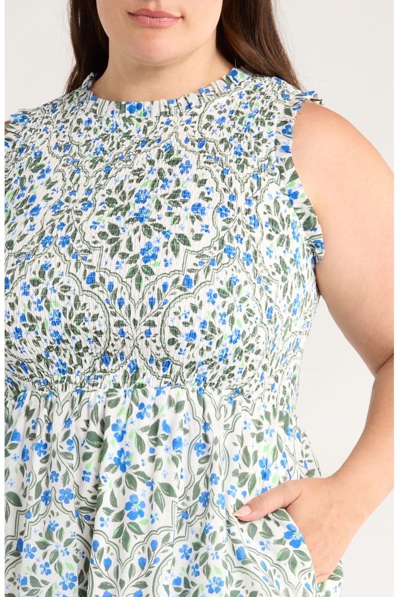 Hilo Floral Print Sleeveless Maxi Dress, Alternate, color, WHITE/ BLUE/ GREEN