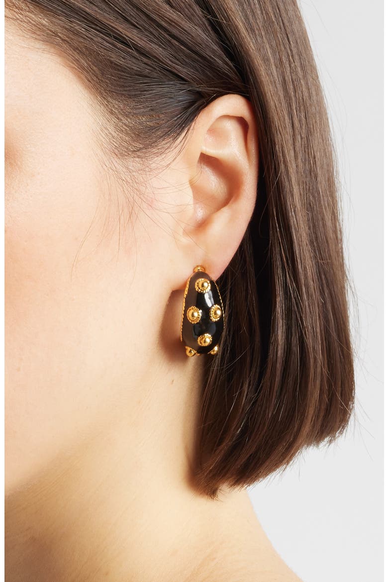 Dots Hoop Earrings, Alternate, color, GOLD/BLACK