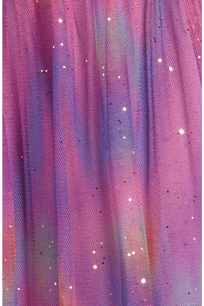 Kids' Rainbow Sparkle Tulle Overlay Tiered Party Dress, Alternate, color, ORCHID MULTI