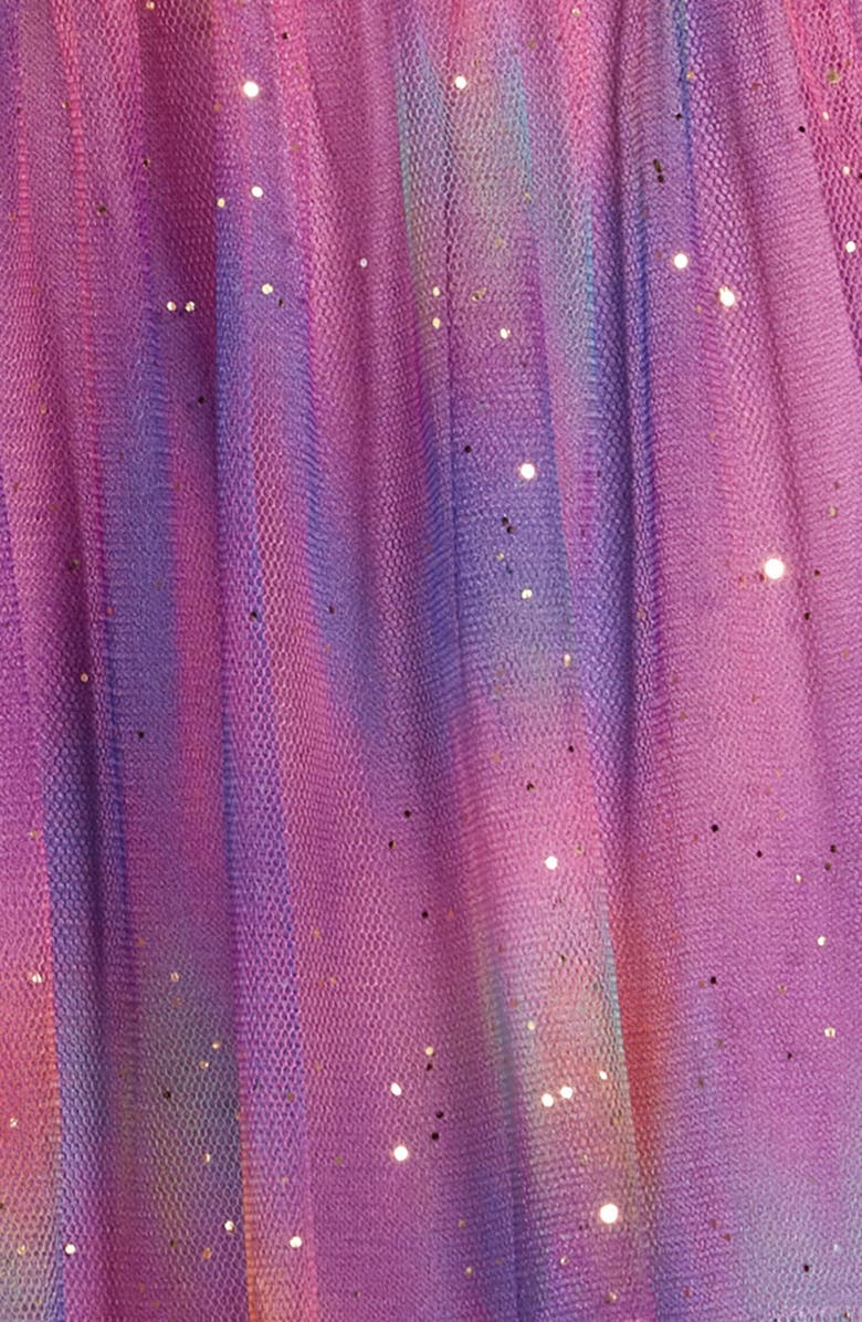 Ava & Yelly Kids' Rainbow Sparkle Tulle Overlay Tiered Party Dress, Alternate, color, 