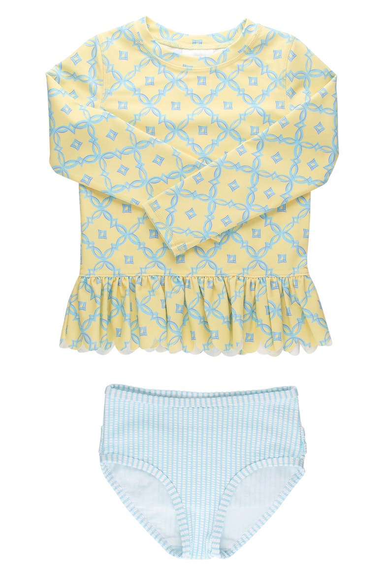 Kids' Banana Coastal Ruffle Long Sleeve Skirted UPF 50+ Rashguard, Main, color, YELLOW