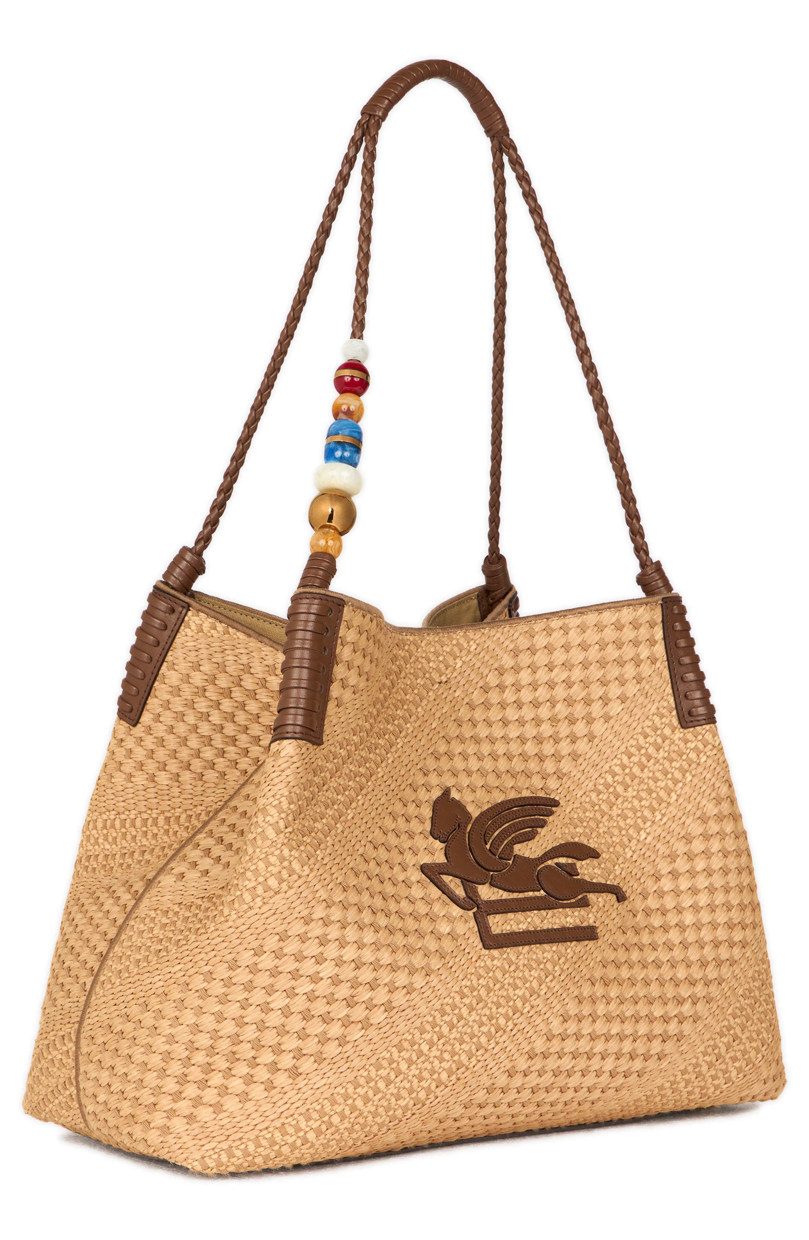 Etro Large Libra Woven Shopper, Alternate, color, Cammello