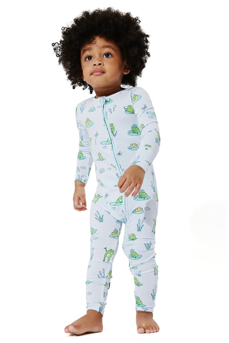 Kids' Frogs Fitted Convertible Footie Pajamas, Alternate, color, FROGS