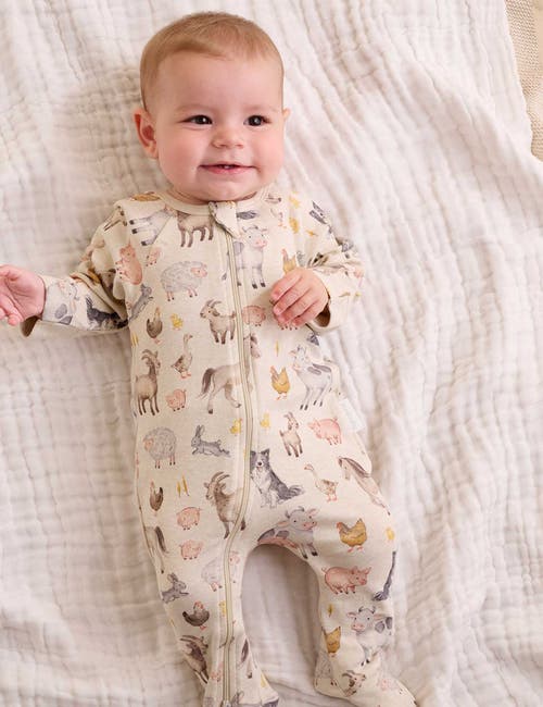 Purebaby 2 Pack Printed Zip Footie In Neutral