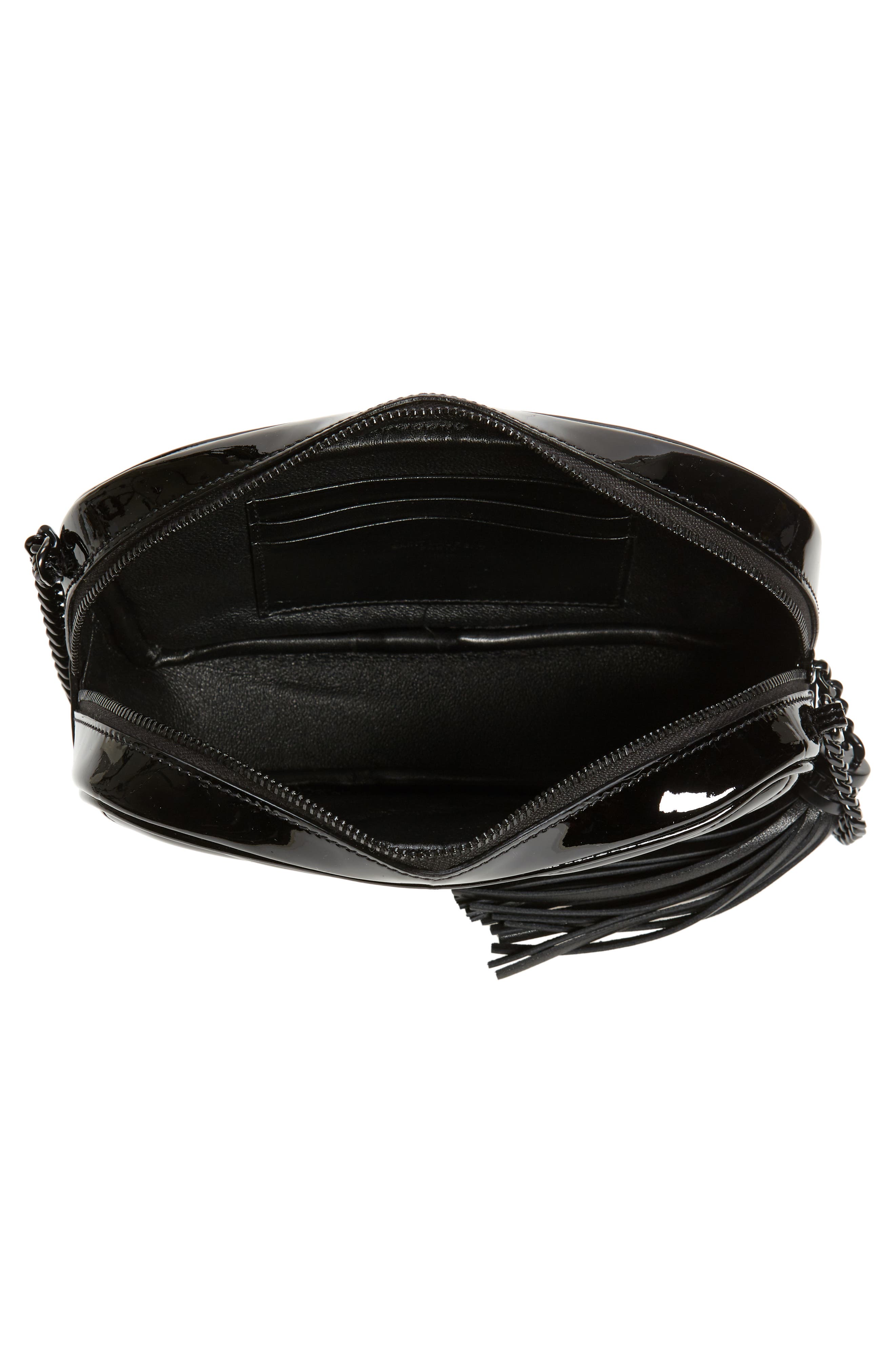 Mini Matelassé Patent Leather Camera Crossbody Bag, Alternate, color, NERO/ NERO