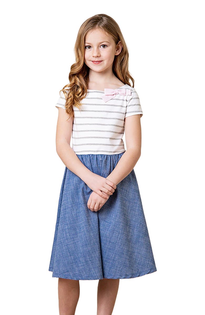 Hope & Henry Girls' Organic Short Sleeve Skater Dress, Kids, Main, color, 