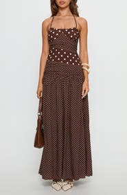 Princess Polly Marguerite Halter Dot Print Maxi Dress