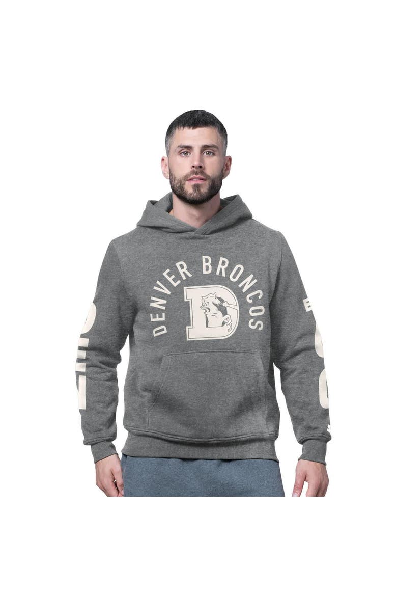 Men's Starter Charcoal Denver Broncos Handoff Vintage Logo Fleece Hoodie Sweatshirt, Main, color, Charcoal