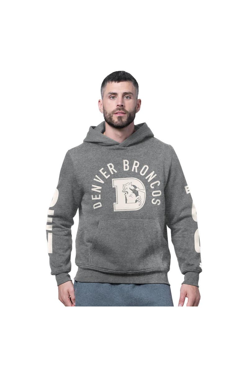 STARTER Men's Starter Charcoal Denver Broncos Handoff Vintage Logo Fleece Hoodie Sweatshirt, Main, color, Charcoal