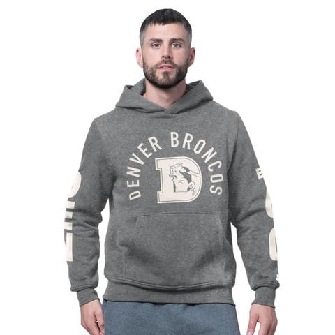 Men's Starter Charcoal Denver Broncos Handoff Vintage Logo Fleece Hoodie Sweatshirt