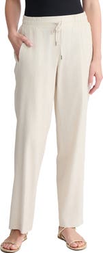 Jones New York Drawstring Waist Linen Blend Pants