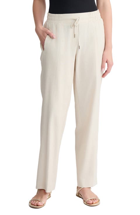 Jones New York Drawstring Waist Linen Blend Pants (Regular & Petite)