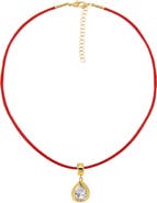 BY ADINA EDEN Colored CZ Pear Bezel Pendant & Rope Chain Choker Necklace