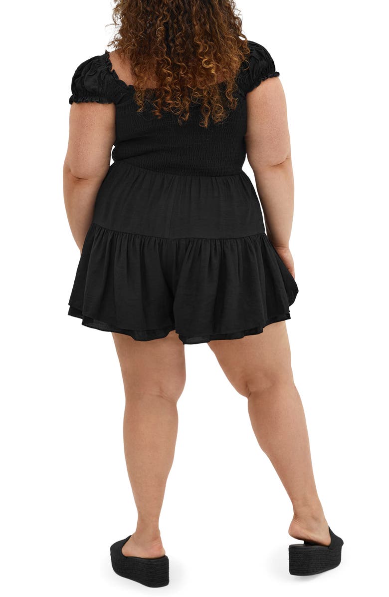 City Chic Zuri Short Sleeve Romper, Alternate, color, Black