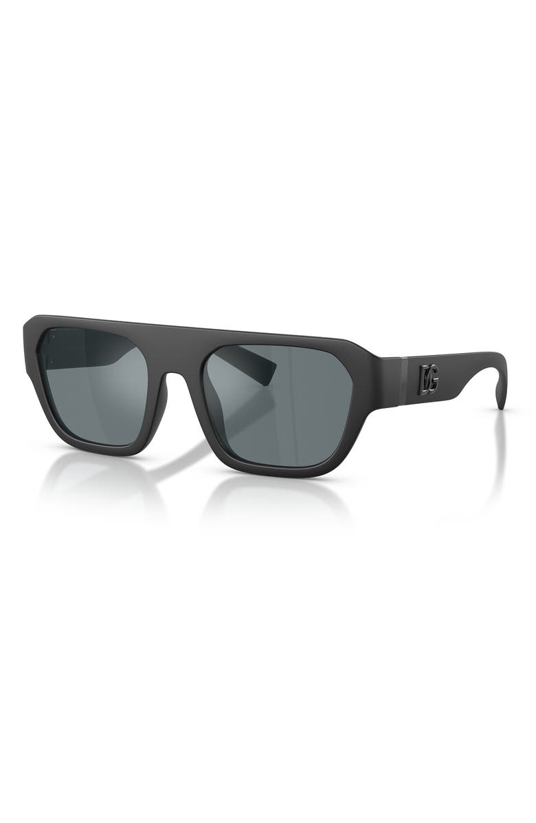 Dolce&Gabbana 54mm Square Sunglasses, Alternate, color, Matte Black / Grey Black