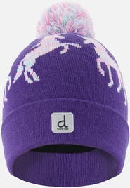 Deux par Deux Winter Unicorn Rolled Cuff Pompom Knit Hat
