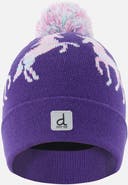 Deux par Deux Winter Unicorn Rolled Cuff Pompom Knit Hat
