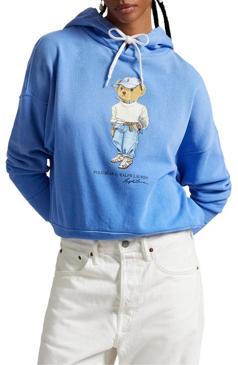 Polo Bear Embroidered Fleece Graphic Hoodie